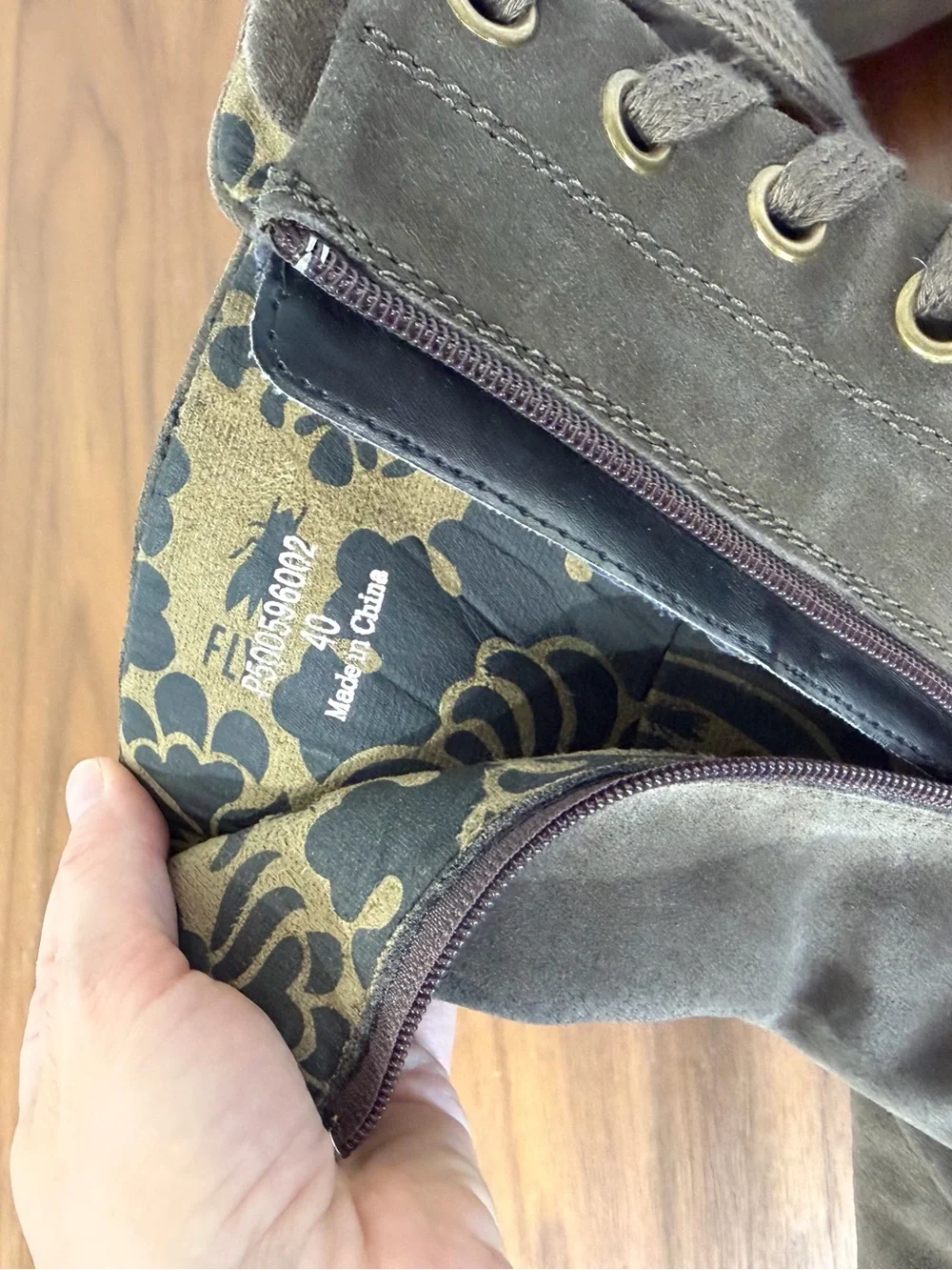 Fly London Yada Suede Wedge Mid-Calf Boot olive green Brown